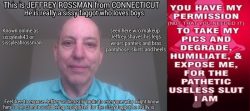 This is Jeffrey Rossman from Connecticut, exposed,named and outed as a sissy faggot queer