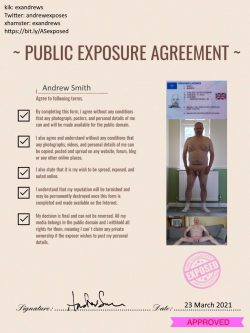 Married faggot Andrew Smith Personal Exposure Agreement / PEA