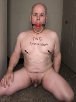 Fag Steve Wood naked and exposed.