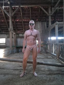 nudist slave Alex lives as naked as possible and is  locked most of time
