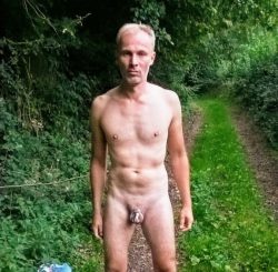 proud to be naked and locked outdoor
