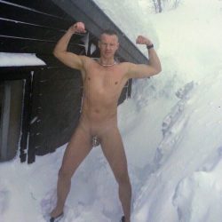 naked and locked in snow – a real hard slave