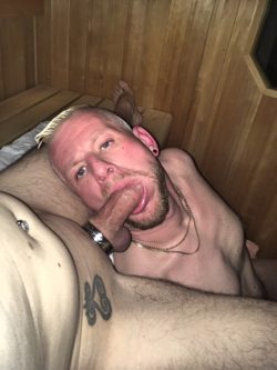 Sucking a sweaty sauna dick