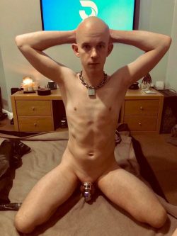 naked, shaved from top to toe, collared and locked – a real good slave