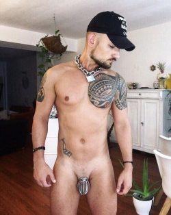 naked, collared and locked – a perfect view