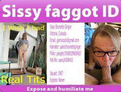 Sissy faggot Brunette Ginger from Victoria, Canada is always looking for more real men to servic ...