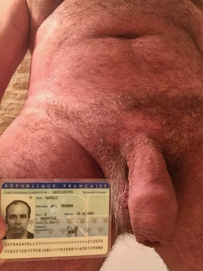 Joël Savelli exposed nude cock, balls and ID card