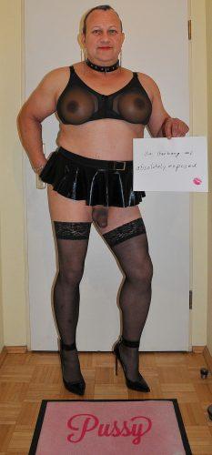 what a hot outfit!  This sissy should be on sissy exposure cards!
