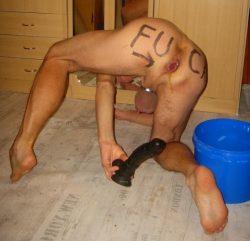 cmnm #naked #locked #slave shoes his #cunt with #body #writing