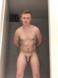 Jake Arkwright locked in chastity