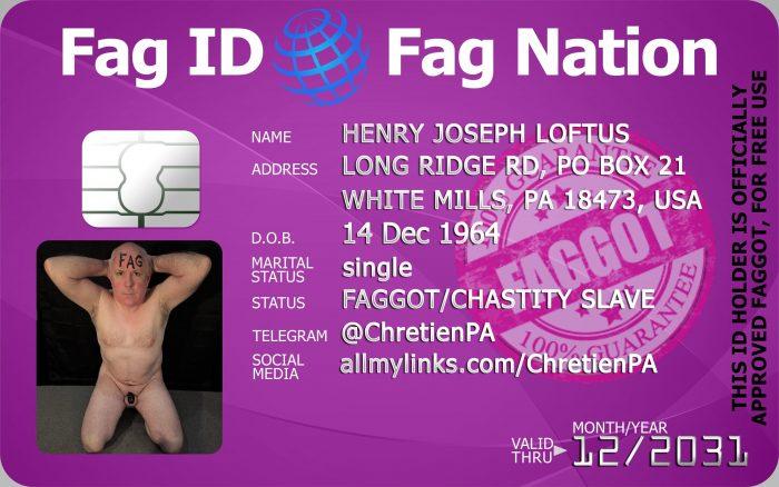 faggot Henry Joseph Loftus completely naked and exposed 