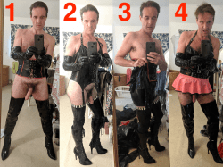 Which outfit do you like the most? Comment and the faggot will pose with it again and loser writ ...