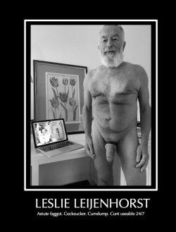 naked pig Leslie Leijenhorst exposed in black and white