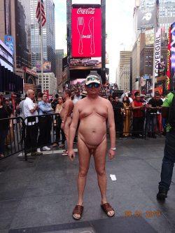 I am nude on Times Square in NYC, posing for photo to everybody 