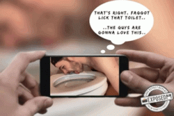 GIF – Exposed toilet licking fag | “That’s right faggot, lick that toilet… the guys  ...