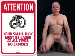 Faggot Henry Loftus appears naked with his tiny penis locked in chastity as part of a Public Ser ...
