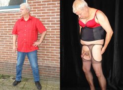 Dutch fag dressed and wearing lingerie