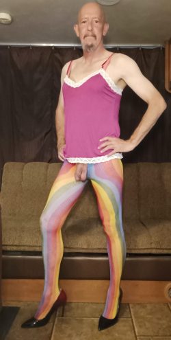 It’s almost Pride Month, getting ready with rainbow tights. Andrew Brown Exposed Faggot