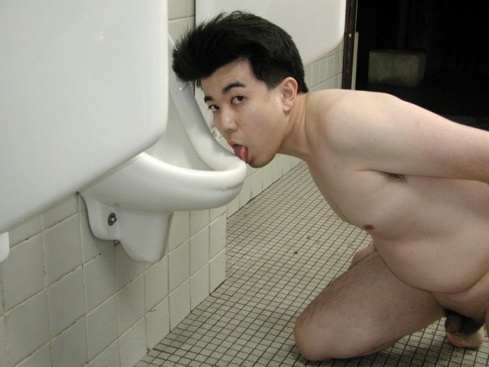 I am a fag. So I sit in front of the urinal and clean it with my mouth. This is my daily work. 