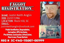 Justin Keith Anglin Faggot Registration