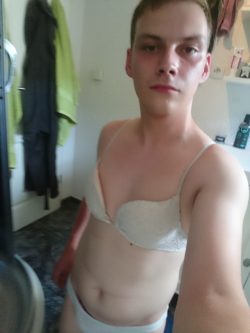 Faggot in dirty underwear