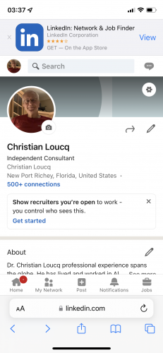 Dr Christian loucq as it can be seen when clicking on his LinkedIn avatar