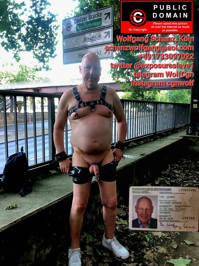 naked faggot Wolfgang Schanz walking through Köln on pride weekend fully exposed