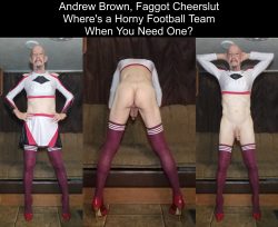 Faggot Cheerslut Andrew Brown Needs and 11 Man Gang-Bang