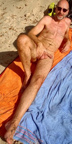 Hans Juergen Kunze nude on the beach in Spain