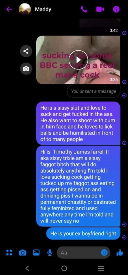 Sissy faggot tj Farrell Facebook exposures