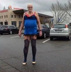 perverted german sissy faggot flashing in front of Burger King