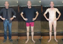Haven’t done a “dressed/undressed” pic in a while. Faggot Andrew Brown Exposed
