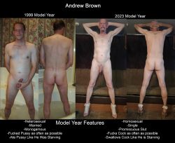 Faggot Andrew Brown, 1999 vs. 2023 model years.