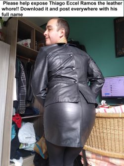 Leather sissy exposed