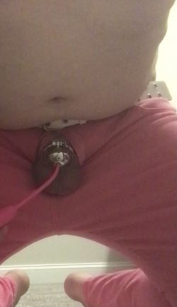 This is how cucky gets pleasure – a vibrating silicone sound through his pee hole while lo ...