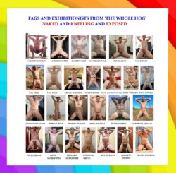 EROME COLLAGE – SUBMISSIVE NAKED AND KNEELING FAG POSE