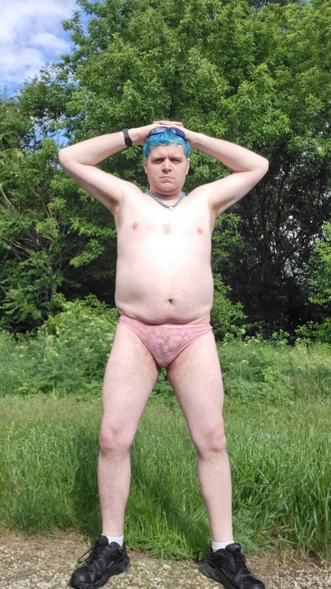 Pathetic submissive faggot forced to wear nothing but panties