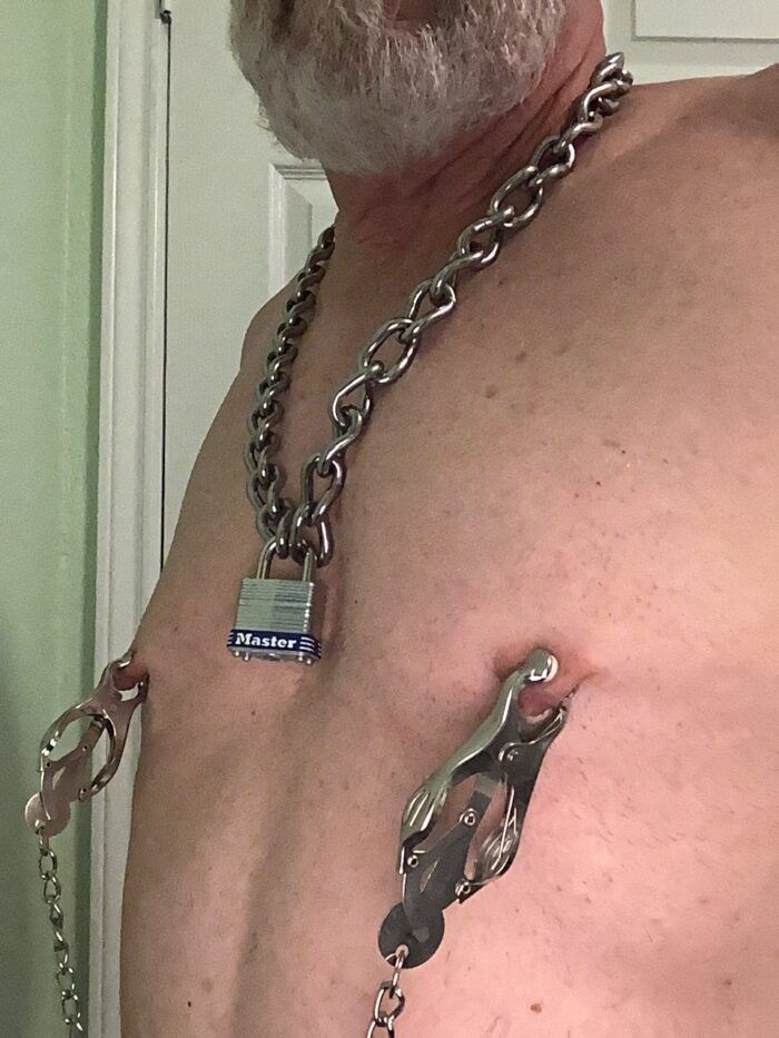 Poopers, Nipple Clamps, Lock Chain, Naked, Asshole