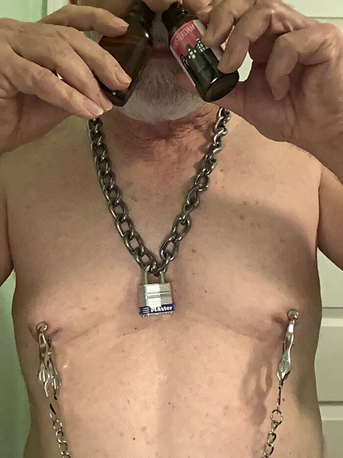 Poopers, Nipple Clamps, Lock Chain, Naked, Asshole
