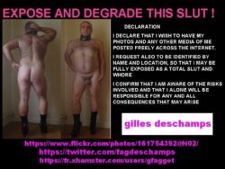 Gilles Deschamps public slut to exposed all over the internet repost and save